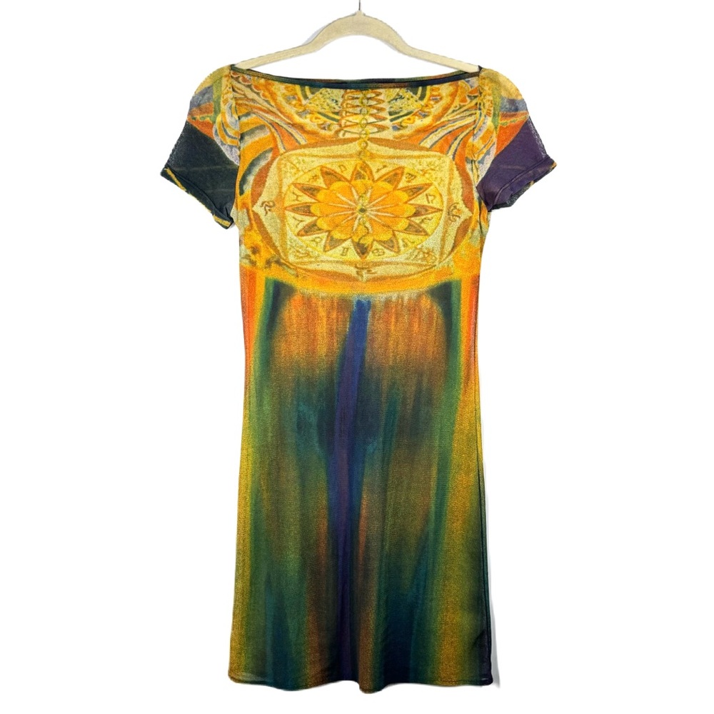 Vintage 1997 Vivienne Tam Horoscope Zodiac Chakra Mandala Mesh Dress Rare 90s